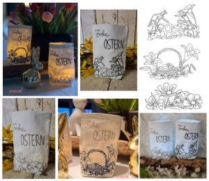 Stickserie - ITH Lichtbeutel Ostermorgen - 3 Motive & 4 Größen